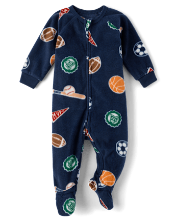 Baby And Toddler Boys Sports Dream Fleece Footed One Piece Pajamas