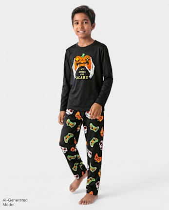 Boys Glow Halloween Video Game Pajamas - BLACK
