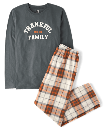 Adult Matching Family Thankful Cotton And Dream Fleece Pajamas