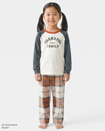 Pyjamas assortis pour bébés et jeunes enfants en coton et polaire, motif famille reconnaissante - MARSHMALLOW
