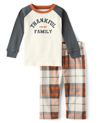 Baby And Toddler Matching Family Thankful Cotton And Fleece Pajamas