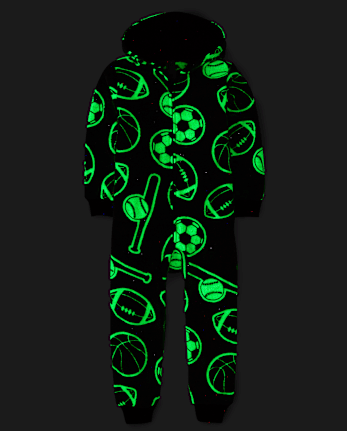 Boys Glow Sports One Piece Pajamas - Cozy Fleece