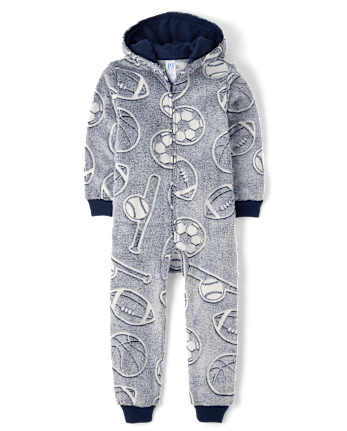Boys Glow Sports One Piece Pajamas - Cozy Fleece