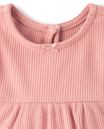 Baby Girls Ribbed Flutter Romper