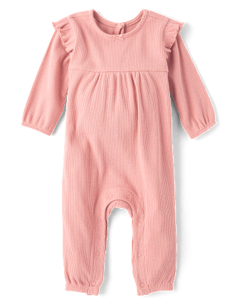 Baby Girls Ribbed Flutter Romper