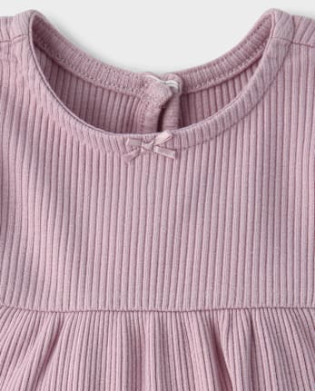 Baby Girls Ribbed Flutter Romper