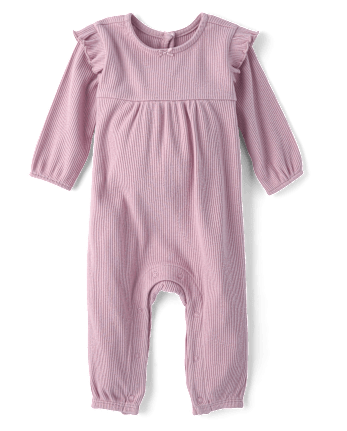 Baby Girls Ribbed Flutter Romper