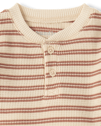 Baby Boys Striped Thermal Henley Romper
