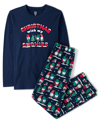 Adult Matching Family Christmas Gnomies Cotton And Dream Fleece Pajamas