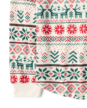 Mens Matching Family Christmas Fairisle Thermal Henley Pajamas