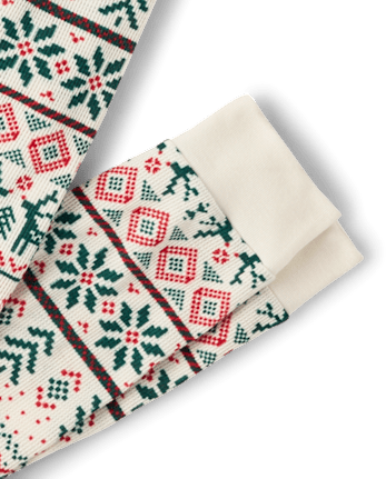 Mens Matching Family Christmas Fairisle Thermal Henley Pajamas
