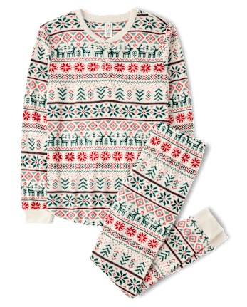 Mens Matching Family Christmas Fairisle Thermal Henley Pajamas