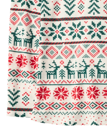Womens Matching Family Christmas Fairisle Thermal Henley Pajamas