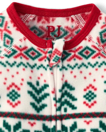 Baby And Toddler Matching Family Christmas Fairisle Dream Fleece Footed One Piece Pajamas
