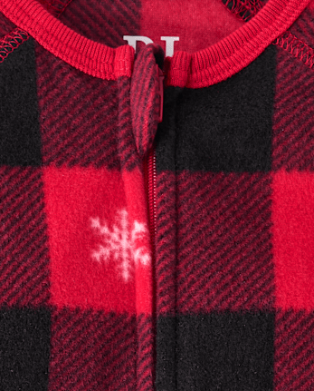 Baby And Toddler Matching Family Buffalo Plaid Dream Fleece Footed One Piece Pajamas
