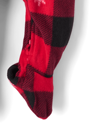 Baby And Toddler Matching Family Buffalo Plaid Dream Fleece Footed One Piece Pajamas