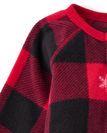 Baby And Toddler Matching Family Buffalo Plaid Dream Fleece Footed One Piece Pajamas