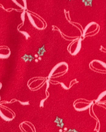 Baby And Toddler Girls Mommy And Me Christmas Bows Dream Fleece Footed One Piece Pajamas