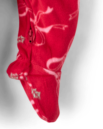 Baby And Toddler Girls Mommy And Me Christmas Bows Dream Fleece Footed One Piece Pajamas