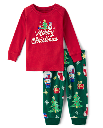Baby And Toddler Matching Family Merry Christmas Cotton And Dream Fleece Pajamas