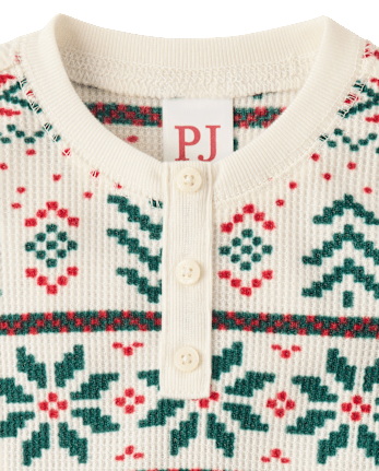Baby And Toddler Matching Family Christmas Fairisle Thermal Henley PajamasÂ