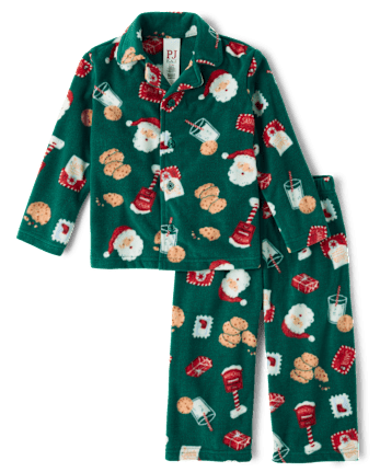 Baby And Toddler Matching Family Santa Letter Dream Fleece Button Front Pajamas