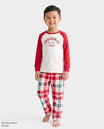 Baby And Toddler Matching Family Christmas Crew Cotton And Dream Fleece Pajamas - MARSHMALLOW