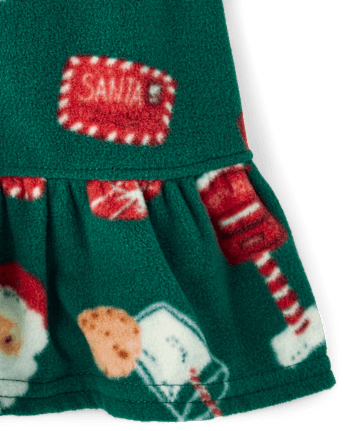 Baby And Toddler Girls Matching Family Santa Letter Dream Fleece Ruffle Nightgown