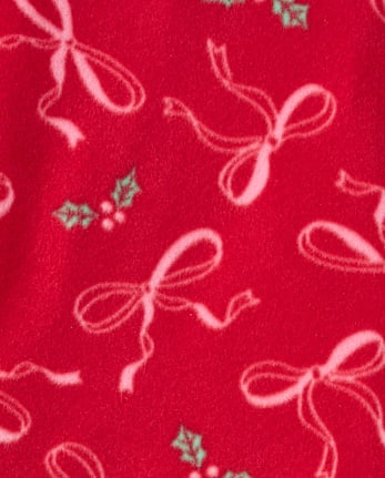 Baby And Toddler Girls Mommy And Me Christmas Bows Dream Fleece Ruffle Nightgown