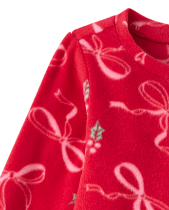 Baby And Toddler Girls Mommy And Me Christmas Bows Dream Fleece Ruffle Nightgown