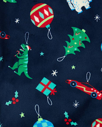 Boys Christmas Ornament Velour Pajamas