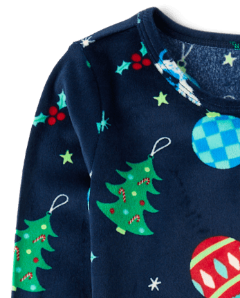 Boys Christmas Ornament Velour Pajamas