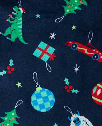 Baby And Toddler Boys Christmas Ornament Velour Pajamas