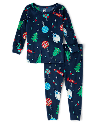 Baby And Toddler Boys Christmas Ornament Velour Pajamas