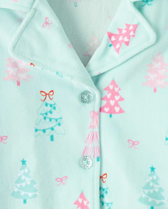 Womens Mommy And Me Christmas Tree Velour Button Front Pajamas