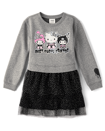 Girls Hello Kitty® And Friends Foil Halloween Sweatshirt Dress