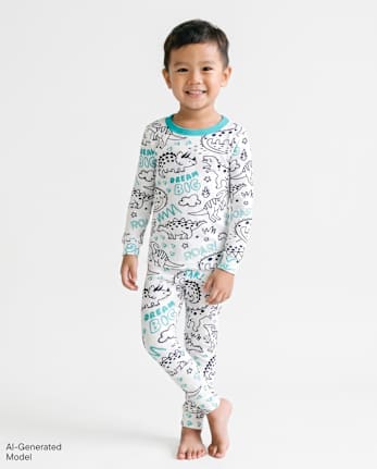 Pyjama en coton ajusté à motif dinosaure pour bébés et tout-petits - SIMPLYWHT