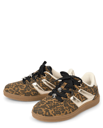 Girls Leopard Low Top Sneakers