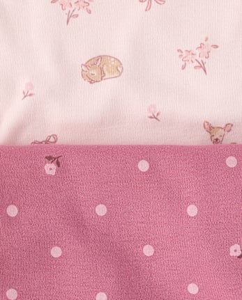 Baby Girls Embroidered Deer Bib 3-Pack