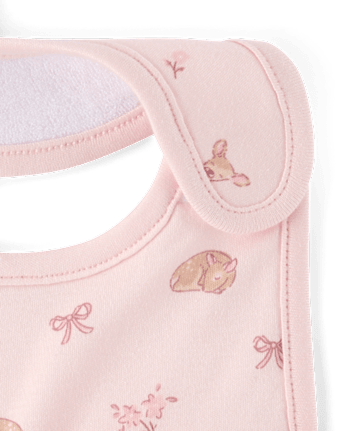 Baby Girls Embroidered Deer Bib 3-Pack