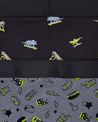 Boys Dino Skateboard Boxer Brief Underwear 5-Pack