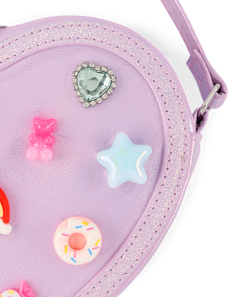 Girls Holographic Heart Charm Bag
