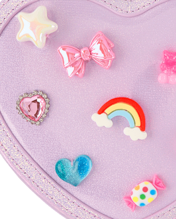 Girls Holographic Heart Charm Bag