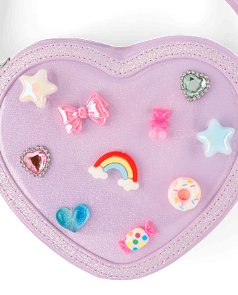 Girls Holographic Heart Charm Bag