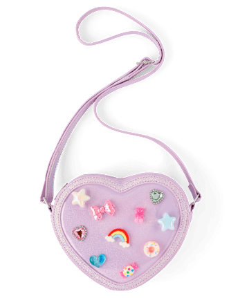 Girls Holographic Heart Charm Bag