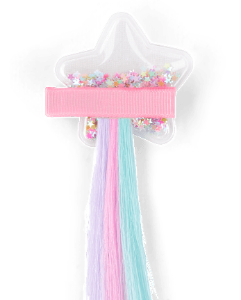 Girls Shakey Star Faux Hair Extension Hair Clip 2-Pack