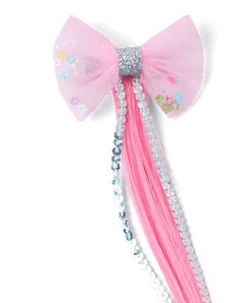 Girls Bow Hair Extension Hair Clip 2-Pack
