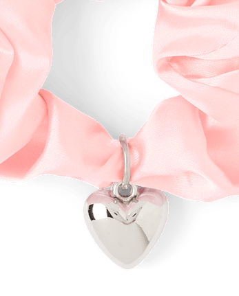 Girls Satin Heart Charm Scrunchie 3-Pack
