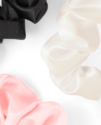 Girls Satin Heart Charm Scrunchie 3-Pack