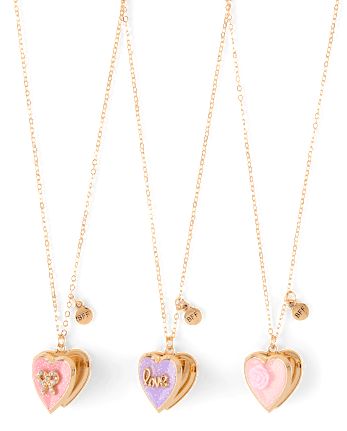 Girls Bow Locket BFF Necklace 3-Pack